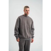 Unisex Uzun Kol Bisiklet Yaka Yıkamalı SweatShirt - Füme