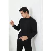 Unisex Uzun Kol Biskilet Yaka Dokuma Triko - Siyah