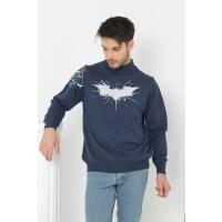 Unisex Yarım Boğazlı Baskılı Dokuma Triko -Indigo