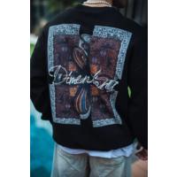 Uzun Kol Bisiklet Yaka Ön Ve Arka Baskılı SweatShirt - Siyah