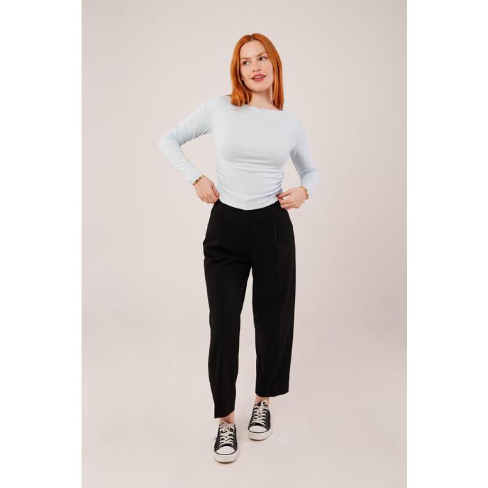 Yaka Detay Uzun Kollu Basic Bebe Mavisi Bluz