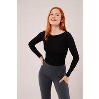 Yaka Detay Uzun Kollu Basic Siyah Bluz