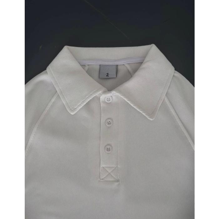 Yakalı Patlı Kısa Kol T-shirt - Beyaz