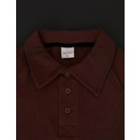 Yakalı Patlı Kısa Kol T-shirt - Kahverengi