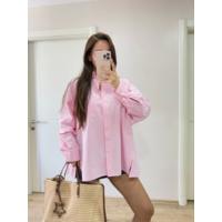 Yakalı Yandan Yırtmaçlı Gömlek - Pembe