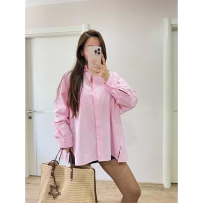 Yakalı Yandan Yırtmaçlı Gömlek - Pembe
