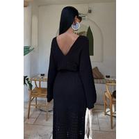Yarasa Kollu Ajurlu Triko Elbise 2836