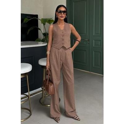 Yelek Ve Pantolon Çizgili Double Takım 10017