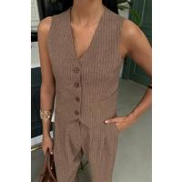 Yelek Ve Pantolon Çizgili Double Takım 10017